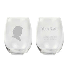 Claire and Jamie Personalized Stemless Wine Glass Set of Two Glasses from Outlander