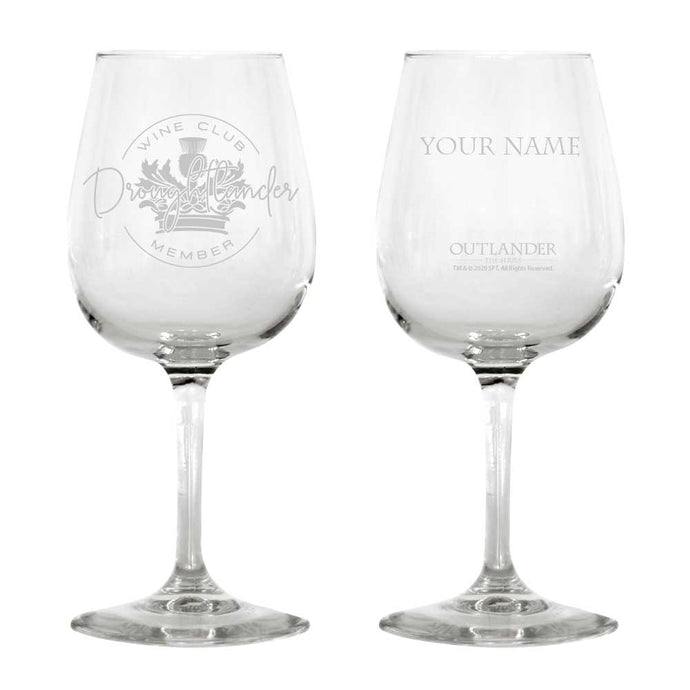 Droughtlander Wine Club Member Personalized Wine Glass from Outlander